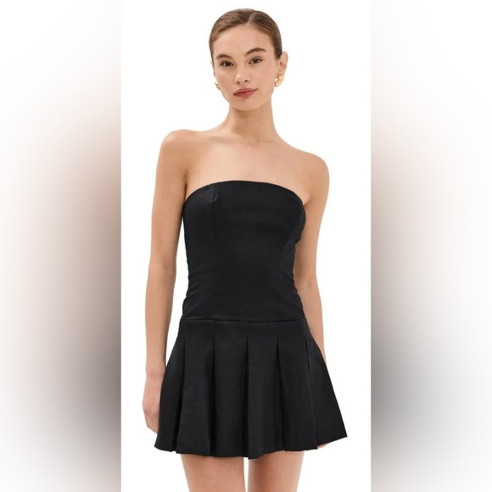 REFORMATION Isabeli Linen Dress in Black Strapless Mini Length NEW Size 6